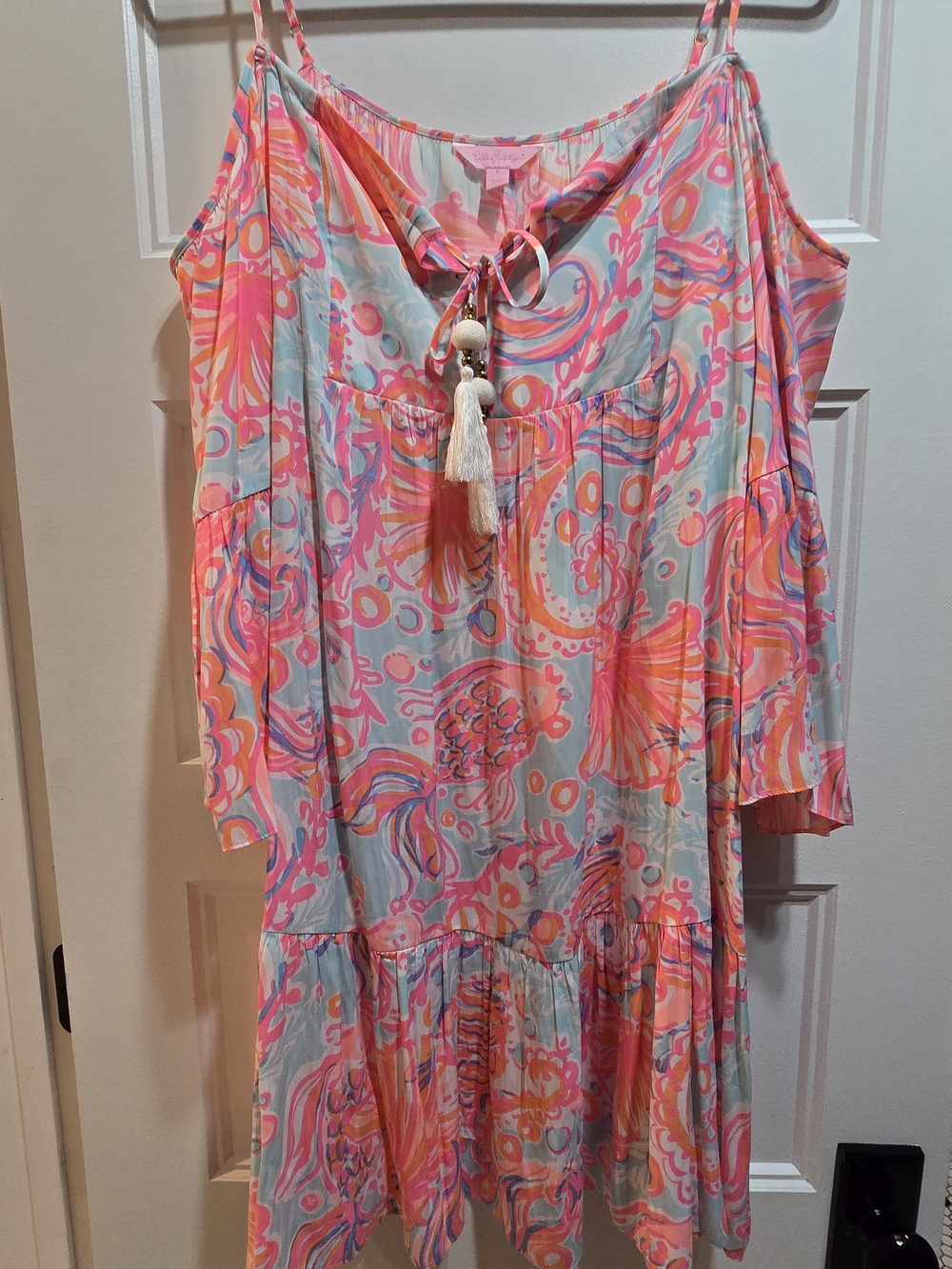 Lilly Pulitzer Strap And Hang Sholders Boho Dress Silk Size XL